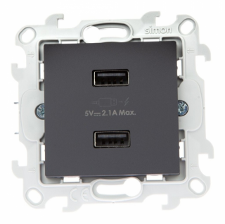 Розетка 2*USB 2.4A графит Simon24 2411096-038