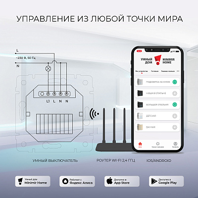 Сенсорный выключатель одноклавишный Умный дом Werkel W4510601 белый a048321