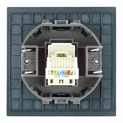 Розетка компьютерная 1-местная RJ-45 (механизм), серия Мия, RST00-3117-05, черный бархат 50450