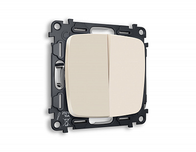 Комплект механизма 2-клавишного выключателя OMEGA MO323010 Бежевый матовый QUANT